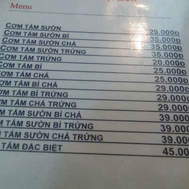 Thực đơn- Quán Ăn Cơm Tấm Con Vịt Béo