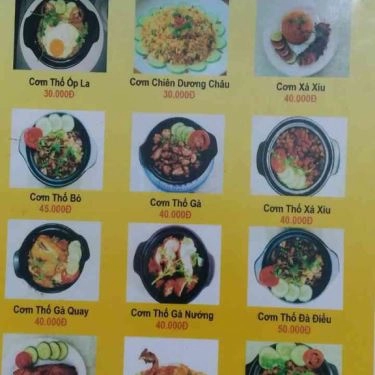 Thực đơn- Quán Ăn Cơm Thố Anh Nguyễn