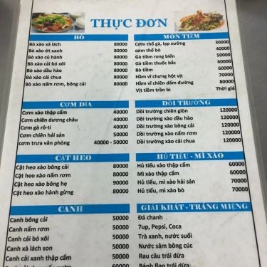 Thực đơn- Quán Ăn Cơm Thố Chuyên Ký