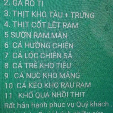 Thực đơn- Quán Ăn Cơm Trưa Bình Dân - Kha Vạn Cân