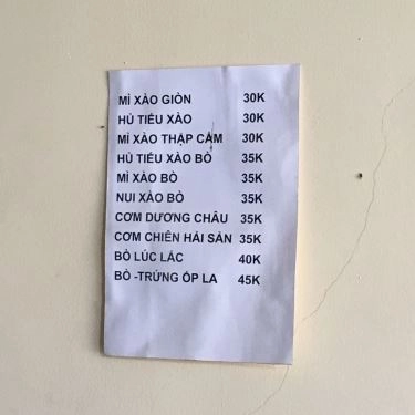 Thực đơn- Quán Ăn 3T Quán - Cơm, Hủ Tiếu & Mì Xào