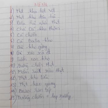 Thực đơn- Quán Ăn Cơm Văn Phòng - Nguyễn Văn Hưởng