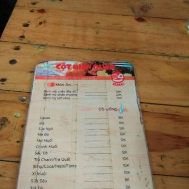 Thực đơn- Quán Ăn Cột Điện Quán - Bánh Mì Chảo - Đặng Văn Ngữ