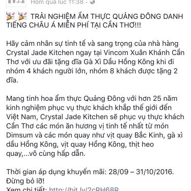 Tổng hợp- Nhà Hàng Crystal Jade Kitchen - Vincom Xuân Khánh