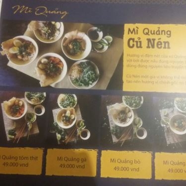 Thực đơn- Nhà Hàng Củ Nén - Ẩm Thực Miền Trung