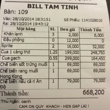Tổng hợp- Quán Ăn Đối Chứng Cua 1 Càng - Lý Thái Tổ