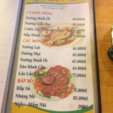 Thực đơn- Quán Ăn Cua Ba Phi - Hải Sản Tươi Sống