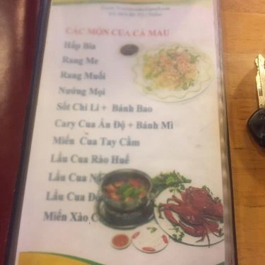 Thực đơn- Quán Ăn Cua Ba Phi - Hải Sản Tươi Sống