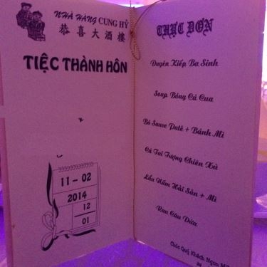 Thực đơn- Nhà Hàng Cung Hỷ - Nguyễn Văn Luông