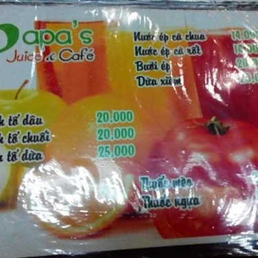 Thực đơn- Quán Ăn Cuốn Papa's