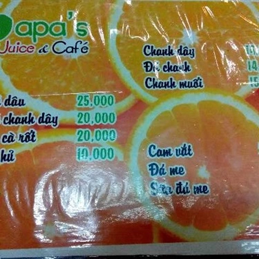 Thực đơn- Quán Ăn Cuốn Papa's