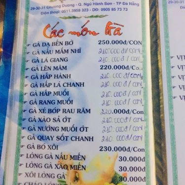 Thực đơn- Quán Ăn Dạ Bến Bờ 1 - Ẩm Thực Đồng Quê