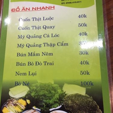Thực đơn- Quán Ăn Bánh Tráng Cuốn Thịt Heo - Trung Hòa