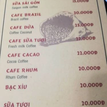 Thực đơn- Quán Ăn Đà Nẵng Xưa Cafe
