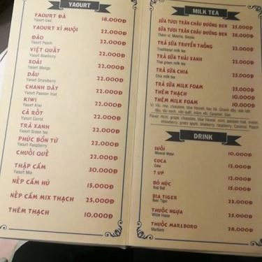 Thực đơn- Quán Ăn Đà Nẵng Xưa Cafe