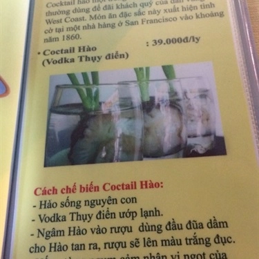 Thực đơn- Quán Ăn Đặc Sản Hào Sữa - Nguyễn Hồng Đào