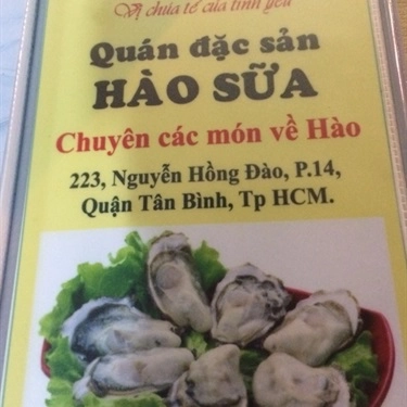 Thực đơn- Quán Ăn Đặc Sản Hào Sữa - Nguyễn Hồng Đào