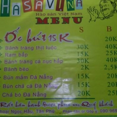 Thực đơn- Quán Ăn Đặc Sản Miền Trung - Hasavina