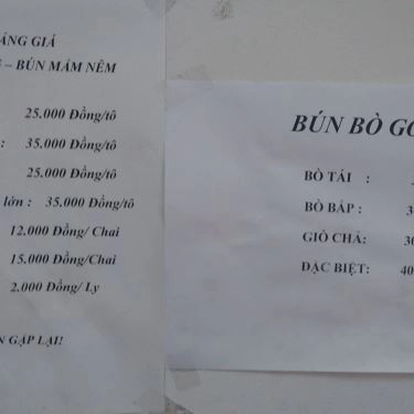 Thực đơn- Quán Ăn Đặc Sản Miền Trung - Mì Quảng & Bún Mắm Nêm