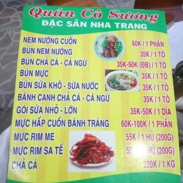 Thực đơn- Quán Ăn Quán Cô Sương - Đặc Sản Nha Trang