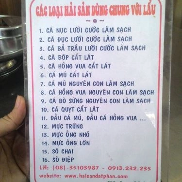 Thực đơn- Quán Ăn Đất Phan - Đặc Sản Phan Thiết