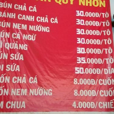 Thực đơn- Quán Ăn Đặc Sản Quy Nhơn - Bún Chả Cá, Bún Sứa