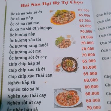 Thực đơn- Quán Ăn Đại Hỷ Quán - Gà & Hải Sản Tự Chọn