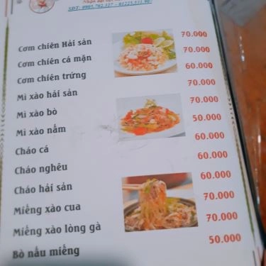 Thực đơn- Quán Ăn Đại Hỷ Quán - Gà & Hải Sản Tự Chọn