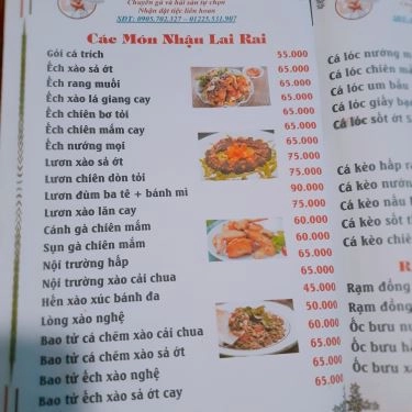 Thực đơn- Quán Ăn Đại Hỷ Quán - Gà & Hải Sản Tự Chọn