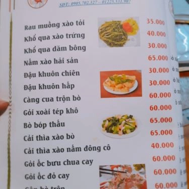 Thực đơn- Quán Ăn Đại Hỷ Quán - Gà & Hải Sản Tự Chọn