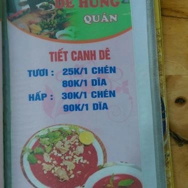 Thực đơn- Quán Ăn Dê Hùng - Đặc Sản Dê Hương Sơn
