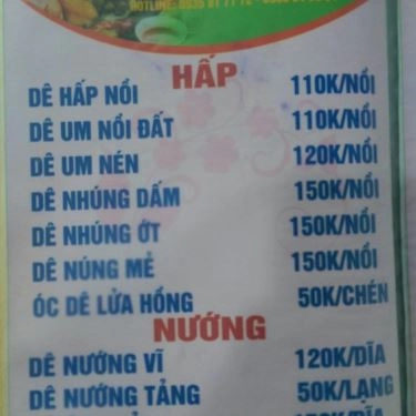 Thực đơn- Quán Ăn Dê Hùng - Đặc Sản Dê Hương Sơn