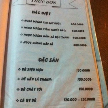 Thực đơn- Quán Ăn Dê Núi Bình Thuận - Đặc Sản Dê