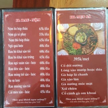 Thực đơn- Quán Ăn Vua Thỏ Mẹt - Thịt Thỏ, Gà Đồi, Cá Sông & Ba Ba