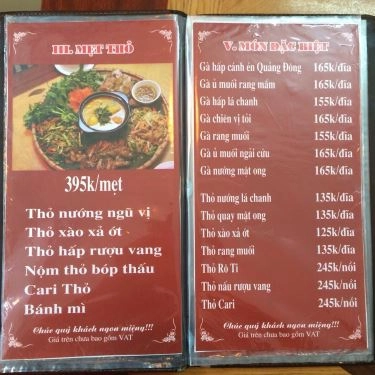 Thực đơn- Quán Ăn Vua Thỏ Mẹt - Thịt Thỏ, Gà Đồi, Cá Sông & Ba Ba