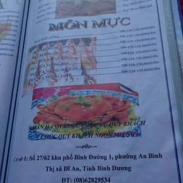 Thực đơn- Quán Ăn Dê Núi Vĩnh Lộc