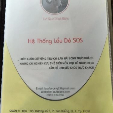 Thực đơn- Quán Ăn Lẩu Dê SOS - Trần Não