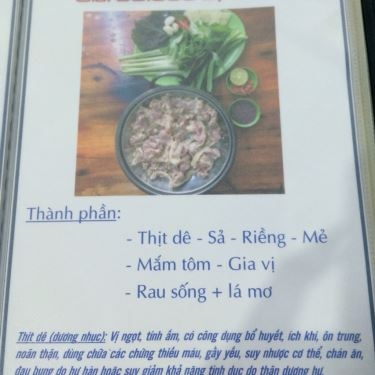 Thực đơn- Quán Ăn Dê Thật Quán - Món Ngon Từ Dê