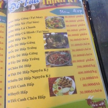 Thực đơn- Quán Ăn Dê Tươi Thịnh Ký