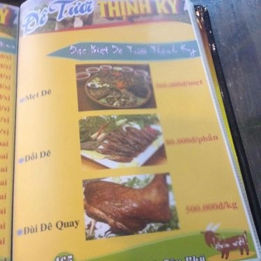 Thực đơn- Quán Ăn Dê Tươi Thịnh Ký