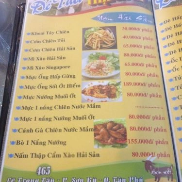 Thực đơn- Quán Ăn Dê Tươi Thịnh Ký