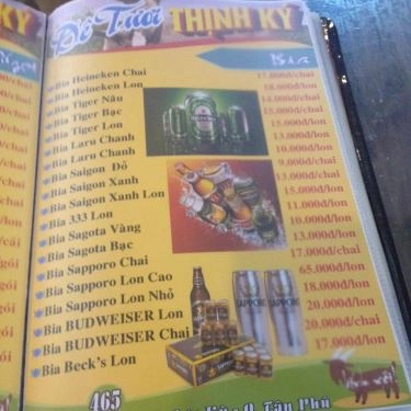 Thực đơn- Quán Ăn Dê Tươi Thịnh Ký
