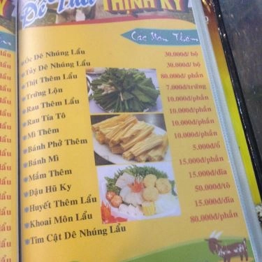 Thực đơn- Quán Ăn Dê Tươi Thịnh Ký