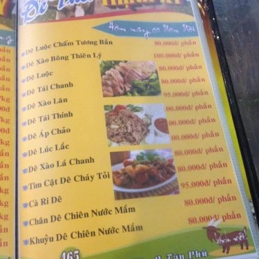 Thực đơn- Quán Ăn Dê Tươi Thịnh Ký