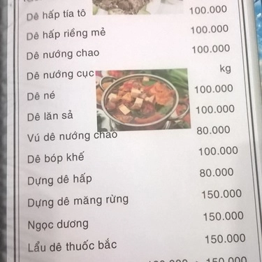 Thực đơn- Quán Ăn Dê Vàng H39 - Nhậu Bình Dân