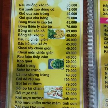Thực đơn- Quán Ăn Dê Vàng H39 - Nhậu Bình Dân
