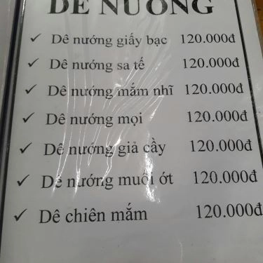 Thực đơn- Quán Ăn Dê Vĩnh Điềm - Đặc Sản Dê Núi