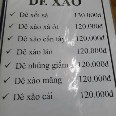 Thực đơn- Quán Ăn Dê Vĩnh Điềm - Đặc Sản Dê Núi