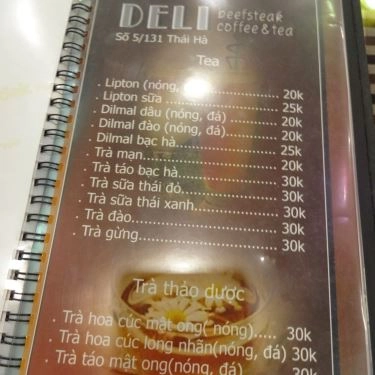 Thực đơn- Quán Ăn Deli Beefsteak Coffee & Tea - Thái Hà
