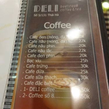 Thực đơn- Quán Ăn Deli Beefsteak Coffee & Tea - Thái Hà